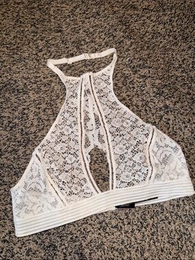 Victoria's Secret White Lace High Neck Bralette